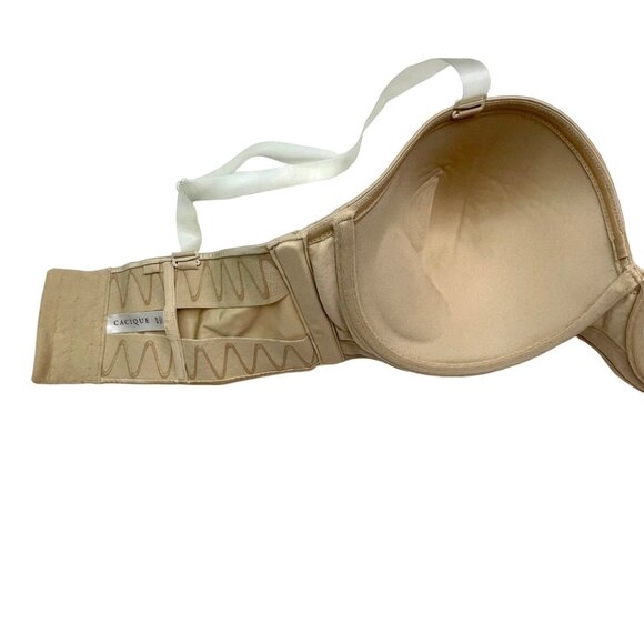 Cacique 40F Tan Strapless Bra Lined Underwire Lightly Padded Removable Straps - Picture 6 of 13